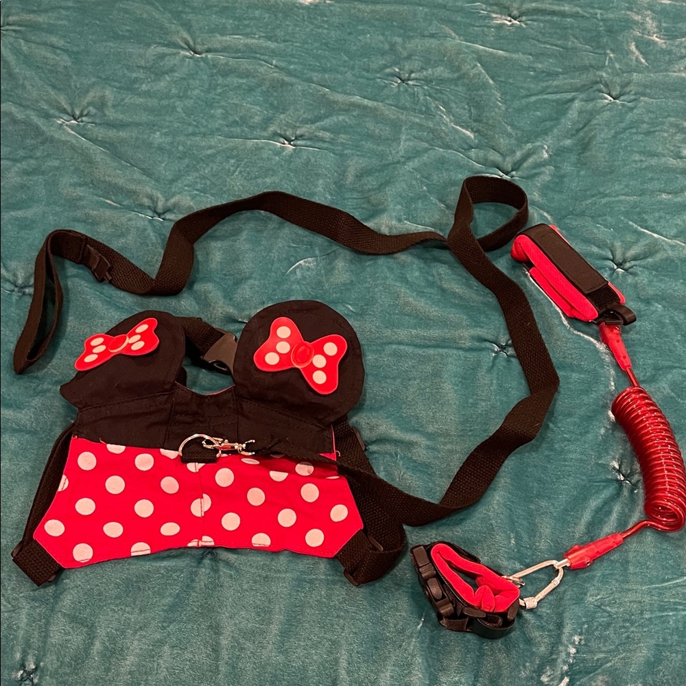 Red and Black Polka Dot Child Safety Harness Minnie Mouse
